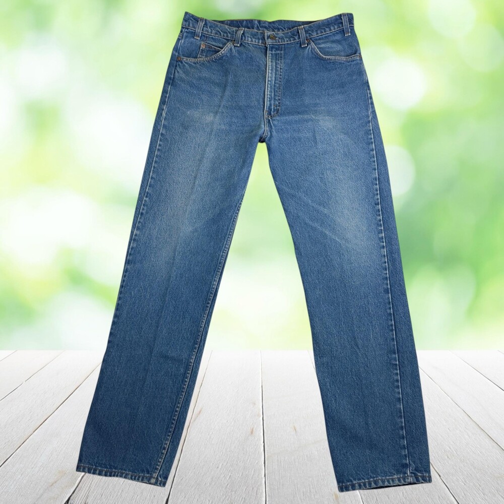 Vintage 80s LEVIS 505 Orange Tab Jeans Made in USA Straight Leg Denim Fits 36x33